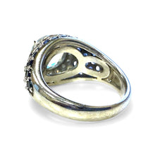 Contemporary Estate Aquamarine Sapphire & Diamond Ring 14K White Gold