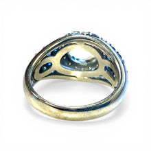 Contemporary Estate Aquamarine Sapphire & Diamond Ring 14K White Gold