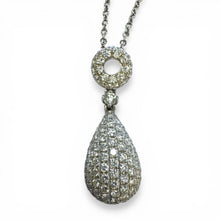 Contemporary Estate Teardrop Shaped Diamond Cluster Pendant 18K White Gold