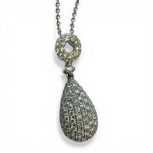 Contemporary Estate Teardrop Shaped Diamond Cluster Pendant 18K White Gold