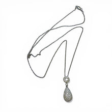 Contemporary Estate Teardrop Shaped Diamond Cluster Pendant 18K White Gold