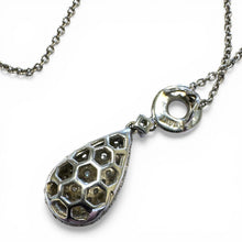 Contemporary Estate Teardrop Shaped Diamond Cluster Pendant 18K White Gold