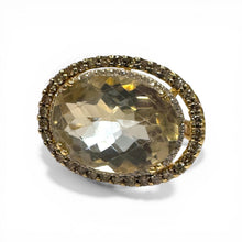 Contemporary Estate Quartz & Diamond Cocktail Ring 14K Yellow Gold