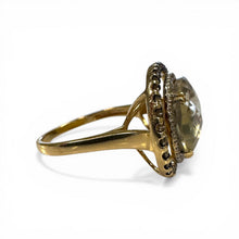Contemporary Estate Quartz & Diamond Cocktail Ring 14K Yellow Gold