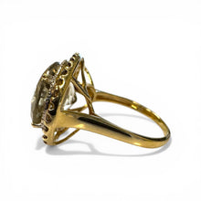 Contemporary Estate Quartz & Diamond Cocktail Ring 14K Yellow Gold