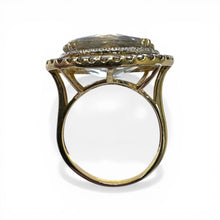 Contemporary Estate Quartz & Diamond Cocktail Ring 14K Yellow Gold