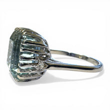 Vintage 7.5 Carat Aquamarine & Diamond Cocktail Ring 14K White Gold