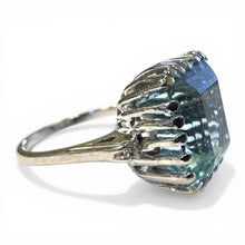 Vintage 7.5 Carat Aquamarine & Diamond Cocktail Ring 14K White Gold