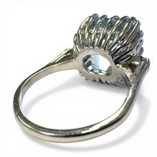 Vintage 7.5 Carat Aquamarine & Diamond Cocktail Ring 14K White Gold