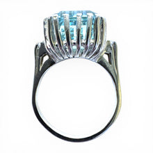 Vintage 7.5 Carat Aquamarine & Diamond Cocktail Ring 14K White Gold