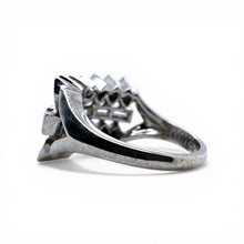 Vintage Retro Era Baguette Diamond Cocktail Ring 14K White Gold