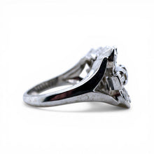 Vintage Retro Era Baguette Diamond Cocktail Ring 14K White Gold