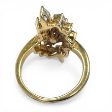 Vintage Retro Sapphire & Diamond Cocktail Ring 14K Yellow Gold