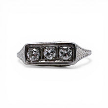 Vintage Petite Art Deco Platinum Three Stone Diamond Ring