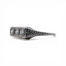 Vintage Petite Art Deco Platinum Three Stone Diamond Ring