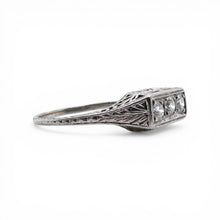 Vintage Petite Art Deco Platinum Three Stone Diamond Ring