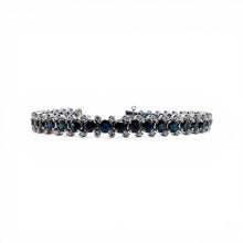 Vintage Sapphire & Diamond Tennis Bracelet 18K White Gold