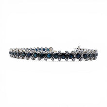 Vintage Sapphire & Diamond Tennis Bracelet 18K White Gold