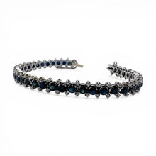 Vintage Sapphire & Diamond Tennis Bracelet 18K White Gold
