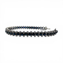 Vintage Sapphire & Diamond Tennis Bracelet 18K White Gold
