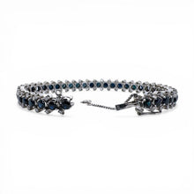 Vintage Sapphire & Diamond Tennis Bracelet 18K White Gold