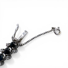 Vintage Sapphire & Diamond Tennis Bracelet 18K White Gold
