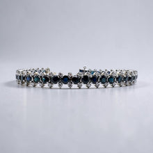 Vintage Sapphire & Diamond Tennis Bracelet 18K White Gold