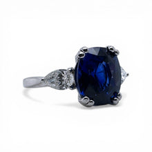 Contemporary 3.15 Carat Royal Blue Sapphire & Diamond Platinum Ring GIA