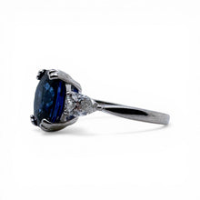 Contemporary 3.15 Carat Royal Blue Sapphire & Diamond Platinum Ring GIA
