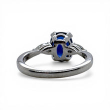Contemporary 3.15 Carat Royal Blue Sapphire & Diamond Platinum Ring GIA