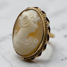 Vintage Cameo Cocktail Ring 14K Yellow Gold