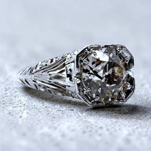 Vintage 1.70 Carat Old European Cut Diamond Platinum Engagement Ring GIA