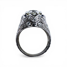 Vintage 2.13 Carat Old European Cut Platinum Diamond Engagement Ring GIA