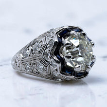 Vintage 2.13 Carat Old European Cut Platinum Diamond Engagement Ring GIA