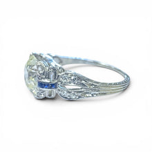 Vintage Art Deco 2.05 Carat Old European Cut Diamond Platinum Engagement Ring