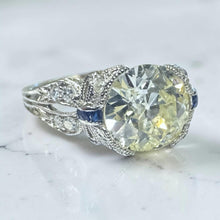 Vintage Art Deco 2.05 Carat Old European Cut Diamond Platinum Engagement Ring