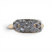 Vintage Dainty Old Mine Cut Diamond X Design Ring 14K Yellow Gold