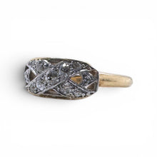 Vintage Dainty Old Mine Cut Diamond X Design Ring 14K Yellow Gold