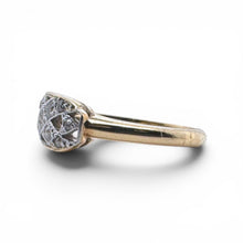 Vintage Dainty Old Mine Cut Diamond X Design Ring 14K Yellow Gold