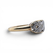 Vintage Dainty Old Mine Cut Diamond X Design Ring 14K Yellow Gold