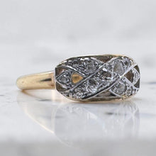 Vintage Dainty Old Mine Cut Diamond X Design Ring 14K Yellow Gold