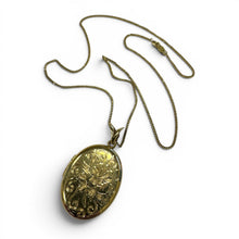 Vintage Engraved Locket & Chain 14K Yellow Gold
