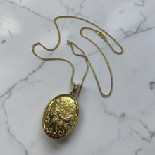 Vintage Engraved Locket & Chain 14K Yellow Gold