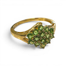 Vintage Peridot Cluster Ring 14K Yellow Gold