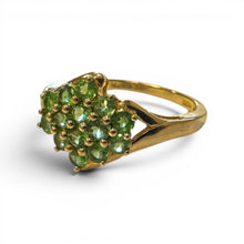 Vintage Peridot Cluster Ring 14K Yellow Gold