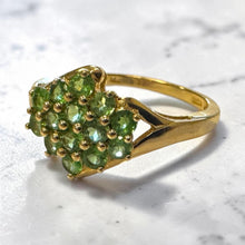Vintage Peridot Cluster Ring 14K Yellow Gold