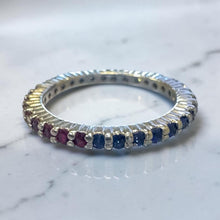 Estate Diamond Ruby & Sapphire Eternity Band Size 5.5