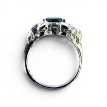 Vintage Sapphire Cocktail Ring 18K White Gold