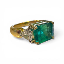 Vintage 3.01 Carat Colombian Emerald Ring GIA 14K Yellow Gold
