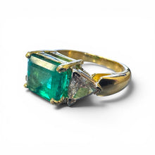Vintage 3.01 Carat Colombian Emerald Ring GIA 14K Yellow Gold